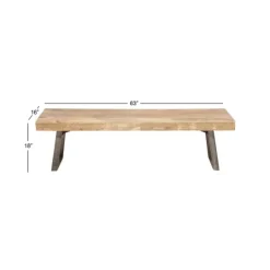 Kirkland's Home Wood Bench With Dark Gray Iron Base- Entryway Furniture