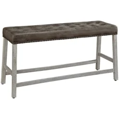 Kirkland's Home Wood Button Tufted Upholstered Dining Bench- Dining Chairs