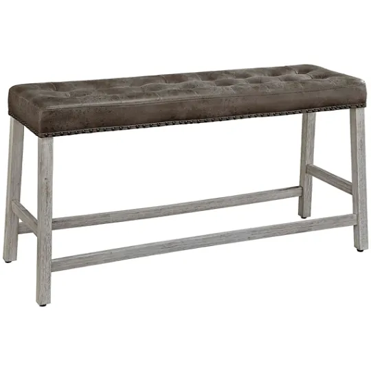 Kirkland's Home Wood Button Tufted Upholstered Dining Bench- Dining Chairs