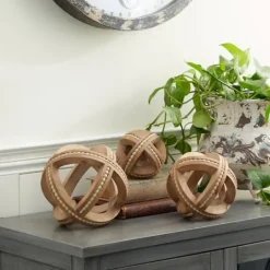 Kirkland's Home Wood Carved Bead Orbs, Set Of 3- Bowl Filler