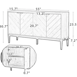 Kirkland's Home Wood Chevron 4-Door Sideboard- Cabinets & Sideboards