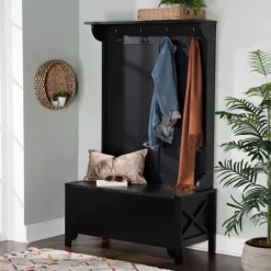 Kirkland's Home Wood Classic Farmhouse Hall Tree- Entryway Furniture