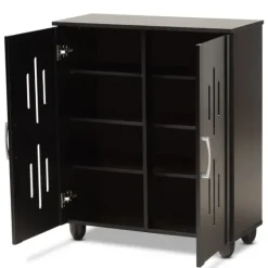 Kirkland's Home Wood Cut-Out Shoe Storage Cabinet- Entryway Furniture