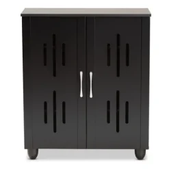 Kirkland's Home Wood Cut-Out Shoe Storage Cabinet- Entryway Furniture