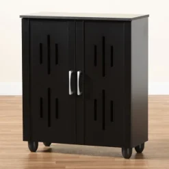 Kirkland's Home Wood Cut-Out Shoe Storage Cabinet- Entryway Furniture