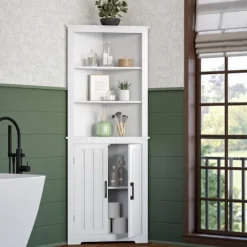 Kirkland's Home Wood 2-Door Corner Storage Cabinet- Bathroom Furniture
