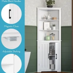 Kirkland's Home Wood 2-Door Corner Storage Cabinet- Bathroom Furniture