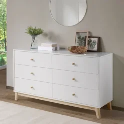 Kirkland's Home Wood 6-Drawer Footed Dresser- Dressers & Chests