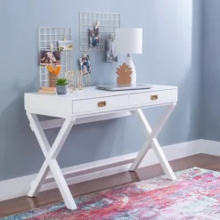 Kirkland's Home Wood 2-Drawer X-Frame Desk- Office Furniture