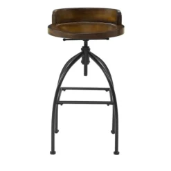 Kirkland's Home Wood Edgar Industrial Adjustable Stool- Bar Stools & Counter Height Stools