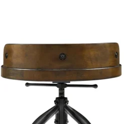 Kirkland's Home Wood Edgar Industrial Adjustable Stool- Bar Stools & Counter Height Stools