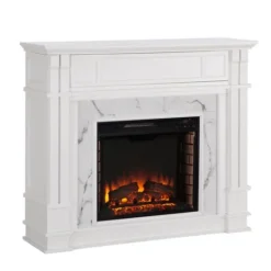 Kirkland's Home Wood Faux Marble Led Media Fireplace- Tv Stands & Media Consoles