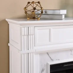 Kirkland's Home Wood Faux Marble Led Media Fireplace- Tv Stands & Media Consoles