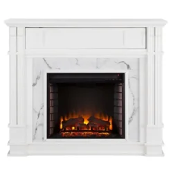 Kirkland's Home Wood Faux Marble Led Media Fireplace- Tv Stands & Media Consoles