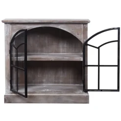 Kirkland's Home Wood Glass Arched Doors Cabinet- Cabinets & Sideboards