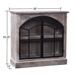 Kirkland's Home Wood Glass Arched Doors Cabinet- Cabinets & Sideboards