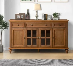 Kirkland's Home Wood Glass Door Sideboard Cabinet- Cabinets & Sideboards