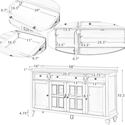 Kirkland's Home Wood Glass Door Sideboard Cabinet- Cabinets & Sideboards