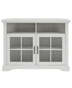 Kirkland's Home Wood Glass Pane Door Corner Tv Stand- Tv Stands & Media Consoles