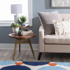 Kirkland's Home Wood Gold Accent Tiered Side Table- Accent & End Tables