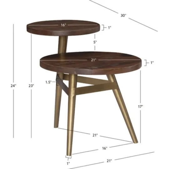 Kirkland's Home Wood Gold Accent Tiered Side Table- Accent & End Tables