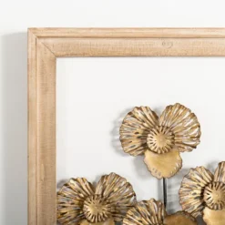 Kirkland's Home Wood Gold Metal Flowers Ii Wall Plaque- Wall Plaques