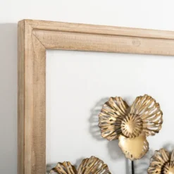 Kirkland's Home Wood Gold Metal Flowers Ii Wall Plaque- Wall Plaques