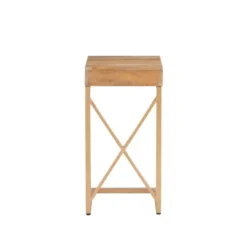Kirkland's Home Wood Gold Metal X-Frame Base C Table- Accent & End Tables