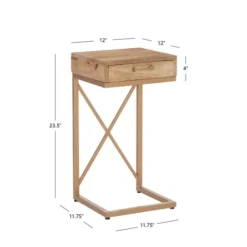 Kirkland's Home Wood Gold Metal X-Frame Base C Table- Accent & End Tables