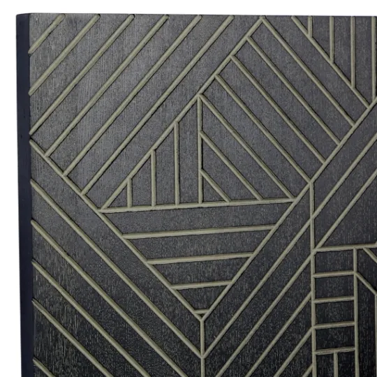 Kirkland's Home Wood Intersecting Carved Lines Wall Plaque- Wall Plaques