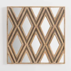 Kirkland's Home Wood Mirrored Diamond Panel Wall Plaque- Wall Plaques