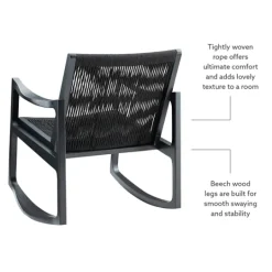 Kirkland's Home Wood Modern Woven Rocking Chair- Accent Chairs