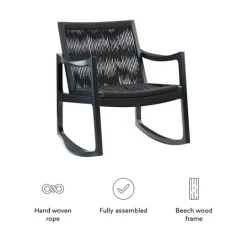 Kirkland's Home Wood Modern Woven Rocking Chair- Accent Chairs