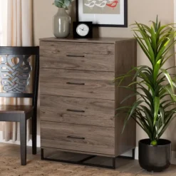 Kirkland's Home Wood Oak Finish 4-Drawer Chest- Dressers & Chests