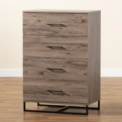 Kirkland's Home Wood Oak Finish 4-Drawer Chest- Dressers & Chests