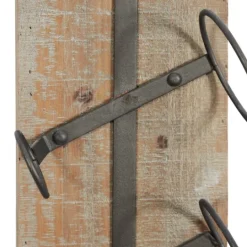 Kirkland's Home Wood Panel Black Metal Wine Rack- Wall Storage