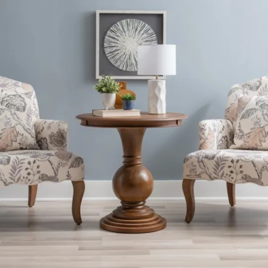 Kirkland's Home Wood Round Base Side Table- Accent & End Tables