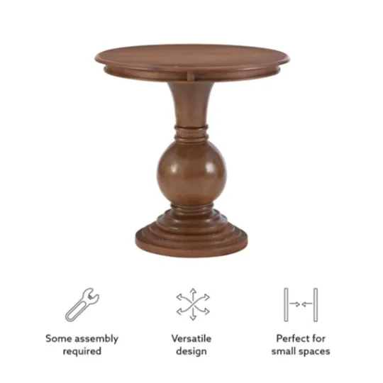 Kirkland's Home Wood Round Base Side Table- Accent & End Tables