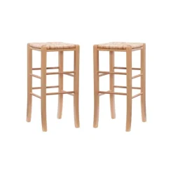 Kirkland's Home Wood Seagrass Backless 2-Pc. Bar Stool Set- Bar Stools & Counter Height Stools