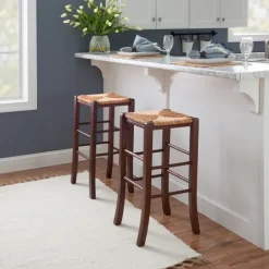 Kirkland's Home Wood Seagrass Backless 2-Pc. Bar Stool Set- Bar Stools & Counter Height Stools