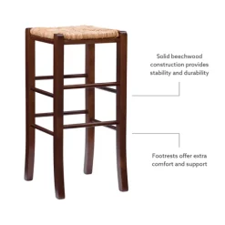 Kirkland's Home Wood Seagrass Backless 2-Pc. Bar Stool Set- Bar Stools & Counter Height Stools