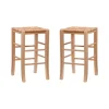 Kirkland's Home Wood Seagrass Backless 2-Pc. Counter Stool Set- Bar Stools & Counter Height Stools