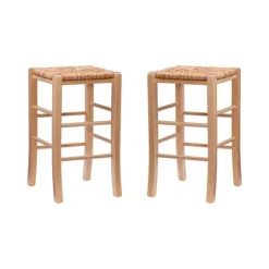 Kirkland's Home Wood Seagrass Backless 2-Pc. Counter Stool Set- Bar Stools & Counter Height Stools