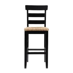 Kirkland's Home Wood Seagrass Seat Slat Back Bar Stool- Bar Stools & Counter Height Stools