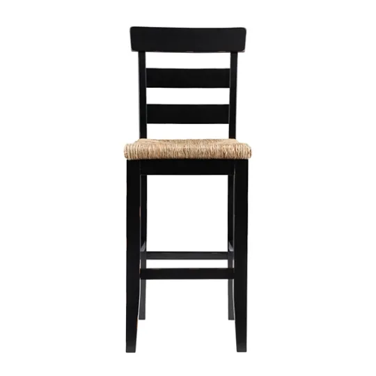 Kirkland's Home Wood Seagrass Seat Slat Back Bar Stool- Bar Stools & Counter Height Stools