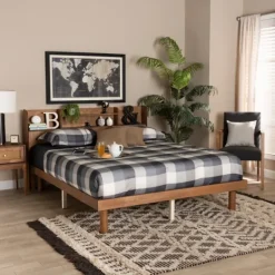 Kirkland's Home Wood Shelves Queen Platform Bed- Beds & Headboards
