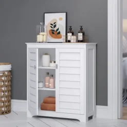 Kirkland's Home Wood Shutter 2-Door Cabinet- Bathroom Furniture