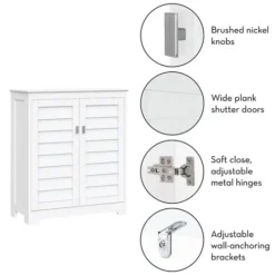 Kirkland's Home Wood Shutter 2-Door Cabinet- Bathroom Furniture