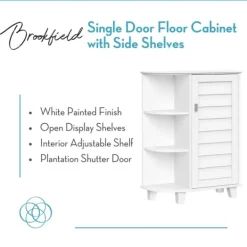 Kirkland's Home Wood Shutter Door Open Shelf Cabinet- Bathroom Furniture