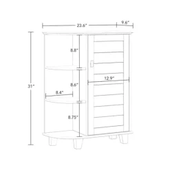 Kirkland's Home Wood Shutter Door Open Shelf Cabinet- Bathroom Furniture
